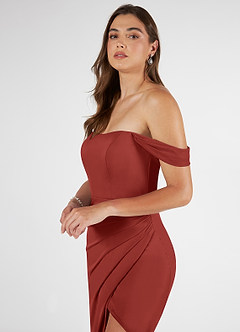 Azazie Kit Schlussverkauf Meerjungfrau-Linie Schulterfrei Gittergewebe Kleid Black image5