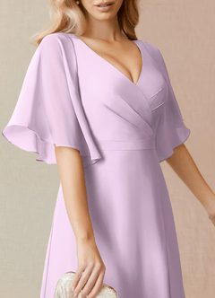 Azazie Cierra Bridesmaid Dresses Frosted Lilac A-Line V-Neck Chiffon Dress image7