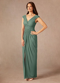 Azazie Lisolette Mère de la mariée Robes Robe Fourreau en Maille Plissée Eucalyptus image3