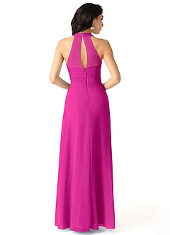 Azazie Danica Bridesmaid Dresses Fuchsia A-Line Pleated Chiffon Dress image2
