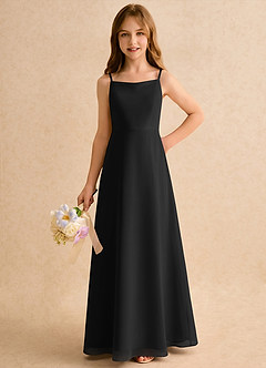 Azazie Jaella Girls Formal Flower Girl Dresses Black A-Line Pleated Chiffon Dress image5
