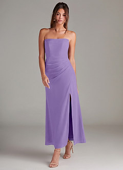 Azazie Leonis 신부 들러리 드레스 인어 스트랩리스 쉬폰 발목 길이 드레스 image7