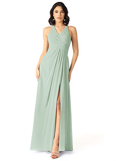 Azazie Danica Bridesmaid Dresses Agave A-Line Pleated Chiffon Dress image1