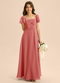 Azazie Azey Junior Antique Rose A-Line Ruched Chiffon Dress image1