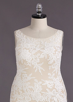 Azazie Judith Vestidos de novia Vestido de Blanco Diamante Champán de Tul de Corte Sirena con Lentejuela image12