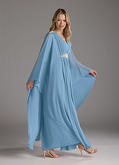 Azazie Drew Mère de la mariée Robes Robe Trapèze en Mousseline de soie Plissée Acier Bleuté image3