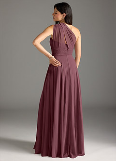 Azazie Charlize Bridesmaid Dresses Sangria A-Line One Shoulder Chiffon Dress image2