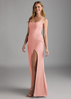 Azazie Mero Bridesmaid Dresses Rosette Sheath Pleated Chiffon Dress image7