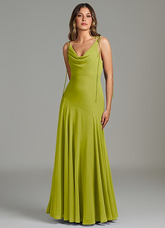 Azazie Dawn Bridesmaid Dresses Lemongrass Mermaid Pleated Chiffon Dress image3