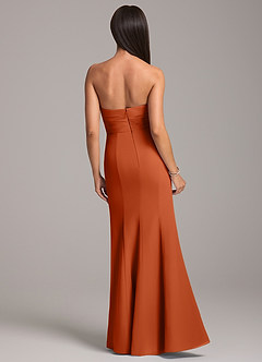 Azazie Yola Bridesmaid Dresses Burnt Orange Sheath Pleated Chiffon Convertible Dress image6