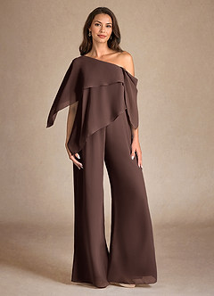 Azazie Halima Moeder van de bruid jurken Broekpak Jurk van Chiffon Zijsplit Ganache image1