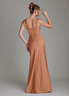 Azazie Agustina Robes de demoiselle d'honneur Robe Sirène en Satin extensible Corset Bronze image2