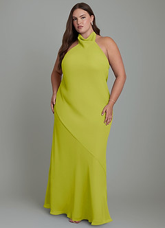 Azazie Velli Bridesmaid Dresses Lemongrass Mermaid High Neck Chiffon Dress image8