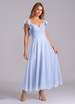 Azazie Leilani Robes de demoiselle d'honneur Robe Trapèze en Mousseline de soie Rayé Eis image3