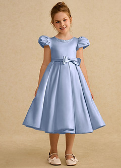 Azazie Pearl vestidos de niña de las flores Vestido de Hielo de Satin Mate de Princesa con Plisado image5