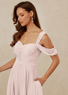 Christian Siriano Bridal for Azazie 1013 Bridesmaid Dresses Rose Petal A-Line Off the Shoulder Chiffon Dress image6