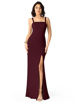 Azazie Gianetta Brautjungfernkleider Meerjungfrau-Linie Seitliche Cut-Outs Stretch-Krepp Kleid Cabernetrot image1