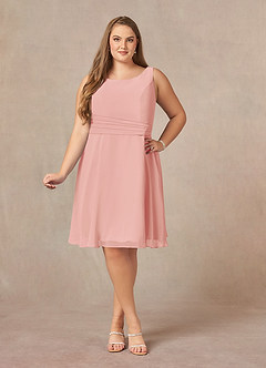 Azazie Shirley Mère de la mariée Robes Robe Trapèze en Mousseline de soie Plissé Scoop Rosette image11