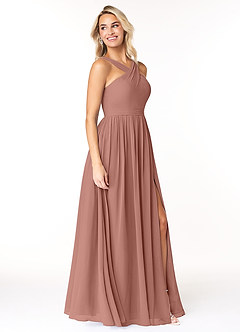 Azazie Elvira Bridesmaid Dresses Cedar Rose A-Line Pleated Chiffon Dress image4