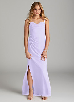 Azazie Mai Junior Lilac Sheath Pleated Chiffon Dress image1