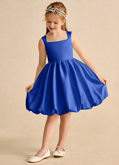 Azazie Nirvana Robe Demoiselle D'honneur Fillette Robe Princesse en Mat Satiné Rayé Bleu Roi image3