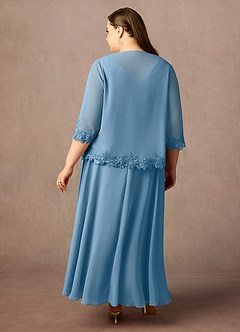Azazie Devana Kleider für die Brautmutter A-Linie Pailletten Chiffon Kleid Stahlblau image8