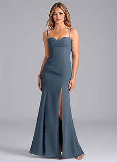 Azazie Wynni Abiti da Damigella Abito Sirena in Chiffon Corsetto Blu Nettuno image3