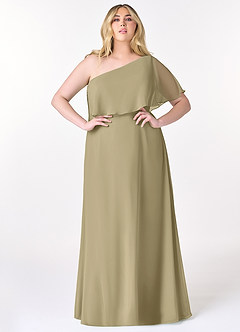 Azazie Lizzy Bridesmaid Dresses Moss Green A-Line One Shoulder Chiffon Dress image8