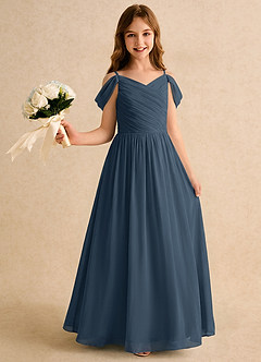 Azazie Chelo Girls Formal Flower Girl Klänningar Klä A-Linje i Chiffong Plisserad image1