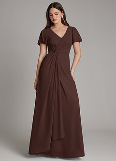 Azazie Kaya Final Sale Ganache A-Line Pleated Chiffon Dress image1