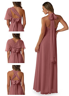 Azazie Fifi Bridesmaid Dresses Amethyst A-Line Strapless Chiffon Convertible Dress image8
