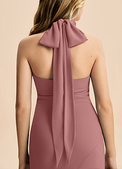 Azazie Velli Junior Vestido Rosa Do Deserto de Chiffon de sereia com Pescoço alto image6