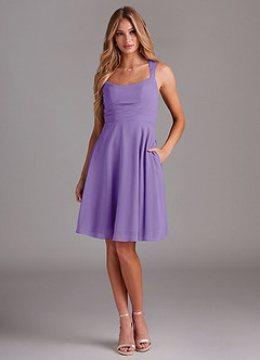 Azazie Vina Bridesmaid Dresses Tahiti A-Line Lace Chiffon Dress image1