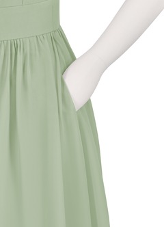 Azazie Molly Junior Dusty Sage A-Line Pleated Chiffon Dress image10