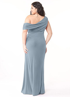 Azazie Rorie Bridesmaid Dresses Dusty Blue Sheath One Shoulder Luxe Knit Dress image7