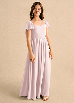 Azazie Patsy Girls Formal Flower Girl Dresses Blushing Pink A-Line Sweetheart Neckline Chiffon Dress image2