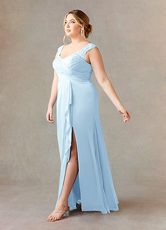 Azazie Edelin Mother of the Bride Dresses Sky Blue A-Line Sweetheart Neckline Pleated Mesh Dress image10
