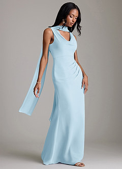Azazie Linelle Bridesmaid Dresses Sky Blue Mermaid Pleated Chiffon Dress image8
