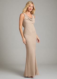 Azazie Rylina Bridesmaid Dresses Taupe Mermaid Pleated Chiffon Dress image5