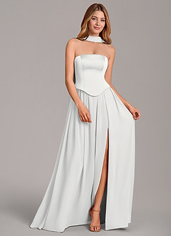 Azazie Cadence Suknie dla druhen Linia A Gorset Satyna elastyczna Do ziemi Sukienka image3