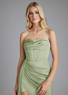 Azazie Amyra Bridesmaid Dresses Dusty Sage Mermaid Off the Shoulder Stretch Satin Convertible Dress image8