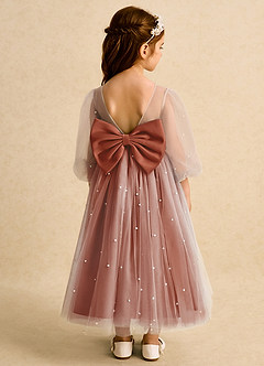 Azazie Trudy Flower Girl Dresses Auburn Ball-Gown Sweetheart Neckline Tulle Dress image2