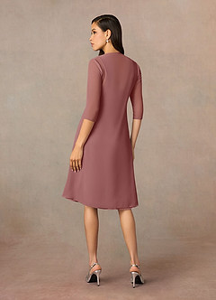 Azazie Olivia Mother of the Bride Dresses Desert Rose A-Line Square Neckline Pleated Chiffon Dress image7