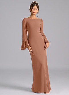 Azazie Leone Brautjungfernkleider Meerjungfrau-Linie Korsett Chiffon Kleid Bronzer image4