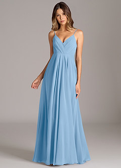 Azazie Amani Suknie dla druhen Linia A Pofałdowany Szyfon Do ziemi Sukienka image4