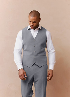 front Savile Grey Wool Blend Suit Vest