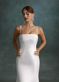 Azazie Vivianna Robes de mariée Robe Sirène en Mikado Bustier Blanc De Diamant image6