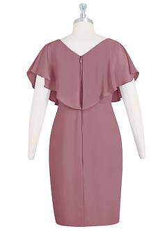 Azazie Julia Mother of the Bride Dresses Vintage Mauve Sheath V-Neck Pleated Chiffon Dress image7