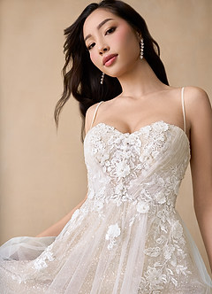Azazie Seradine Wedding Dresses Diamond White Nude A-Line Off the Shoulder Beading Dress image9