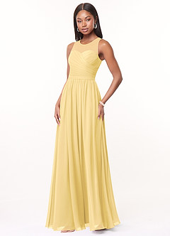 Azazie Nina Bridesmaid Dresses Butter A-Line Pleated Chiffon Dress image4
